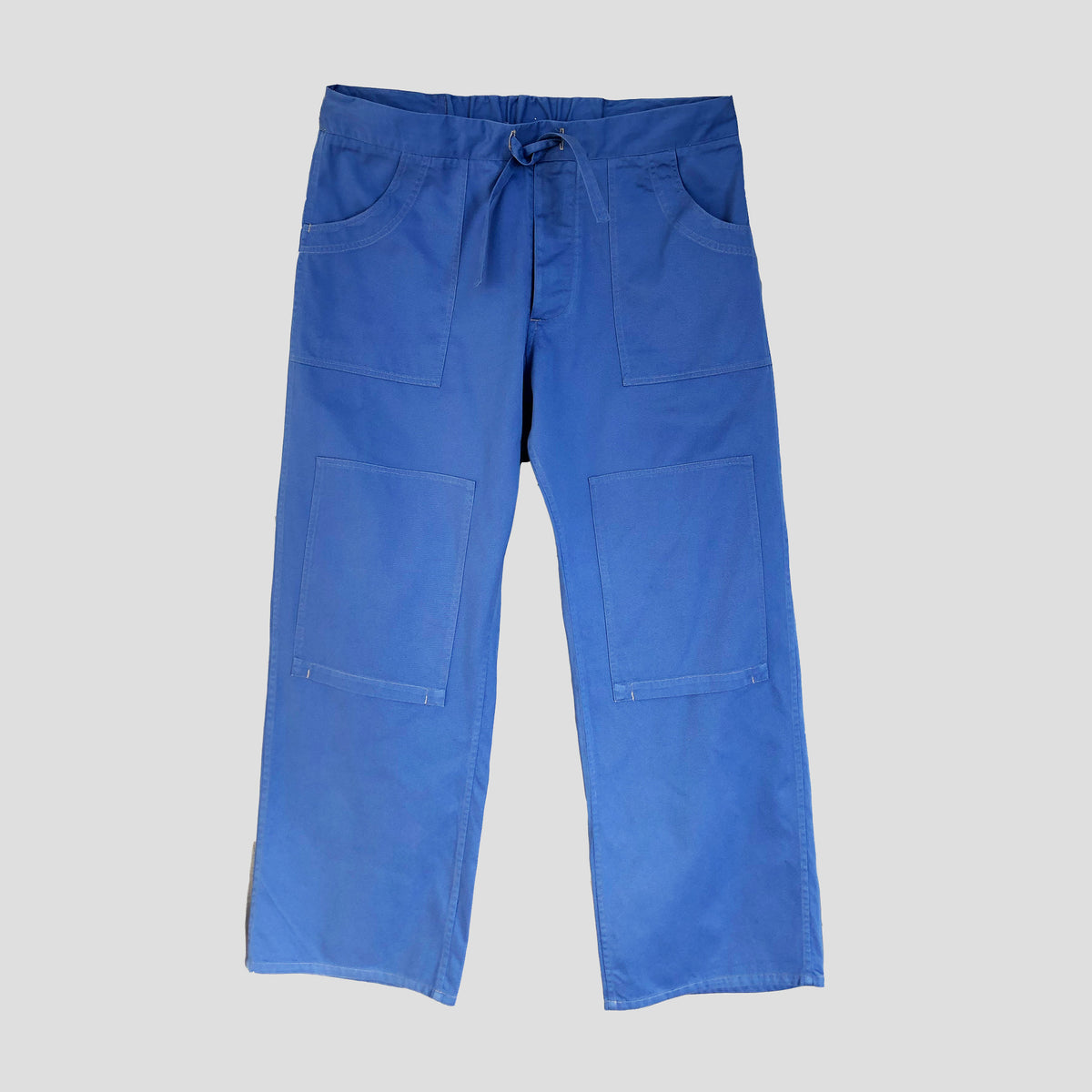Drawstring chore trousers sky blue twill