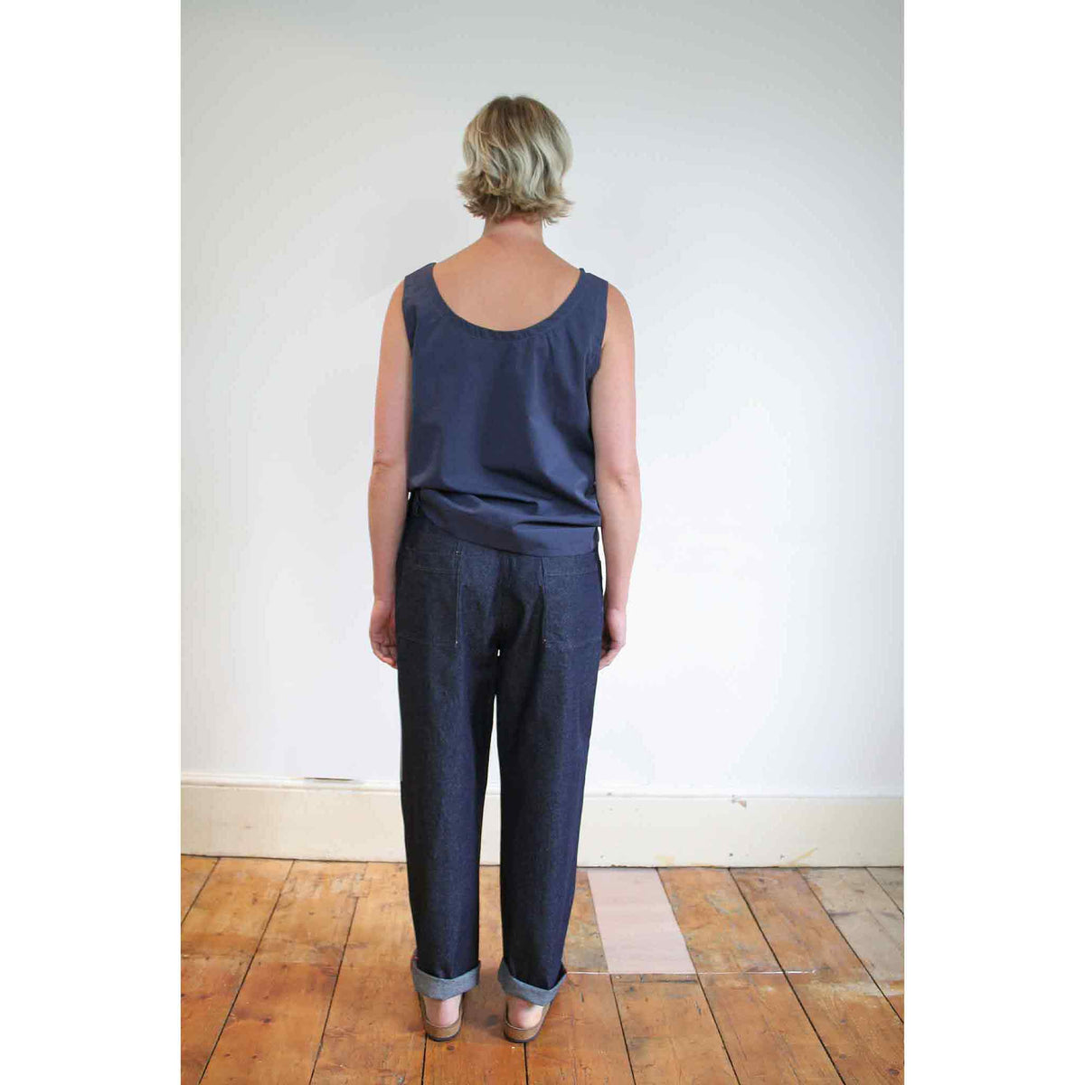 Side button jean indigo denim