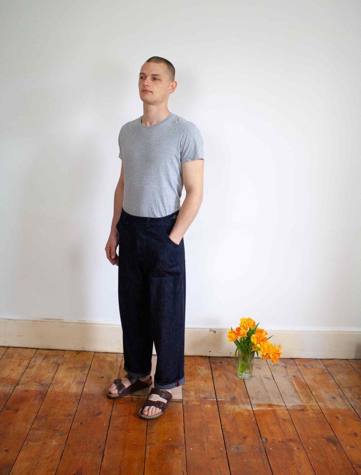 The side button trouser denim