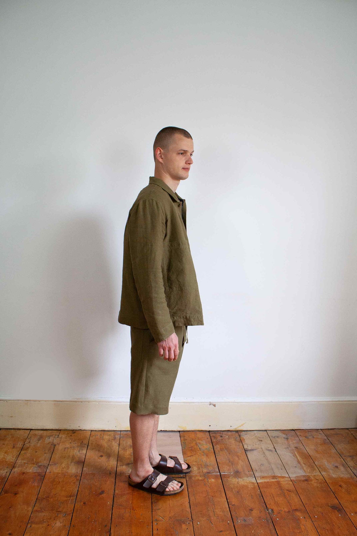 Simple jacket in linen - Sage linen
