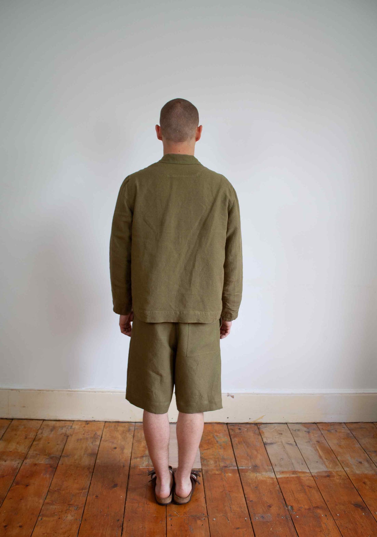 Simple jacket in linen - Sage linen