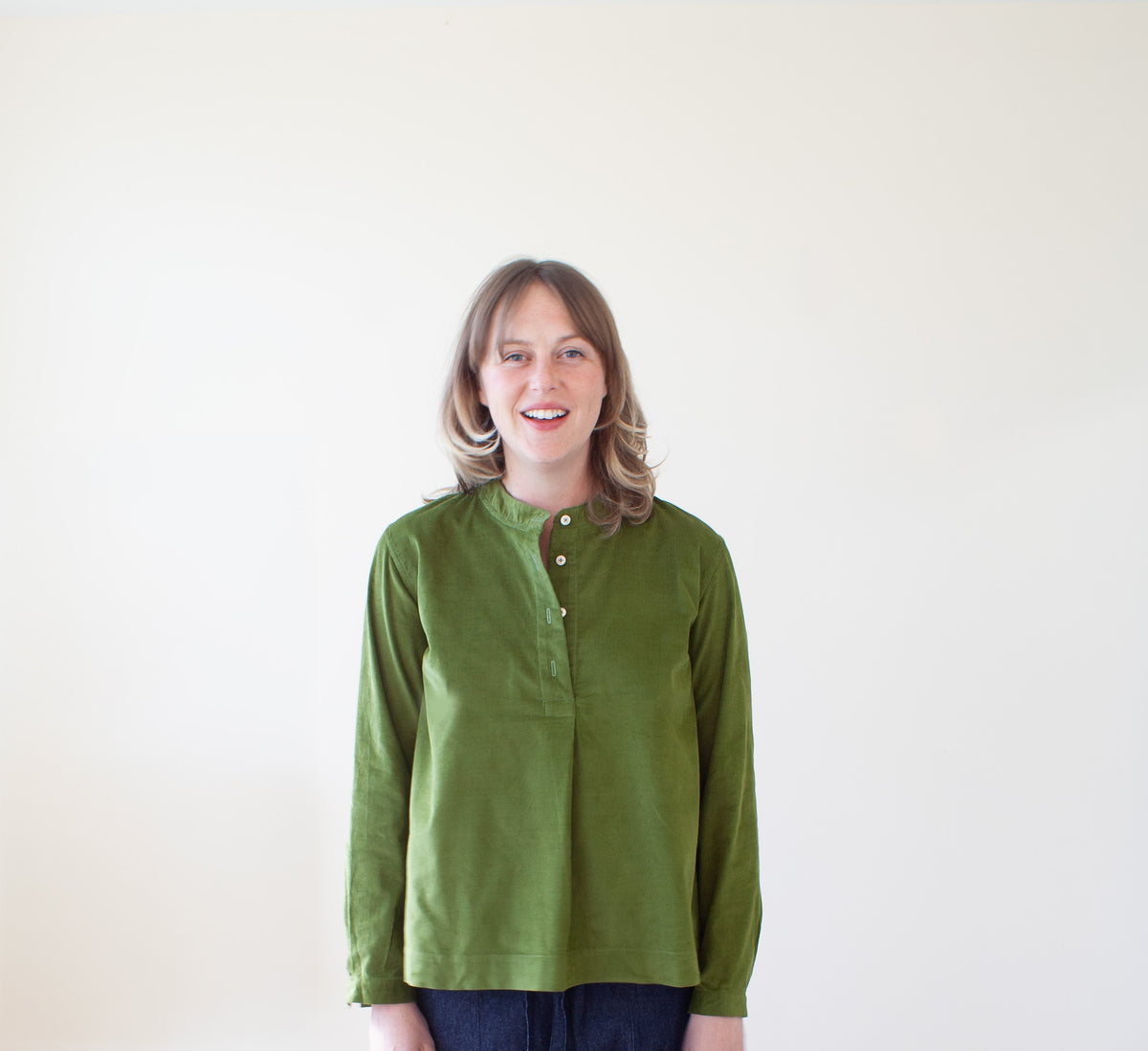 Round necked smock - grass cotton cord
