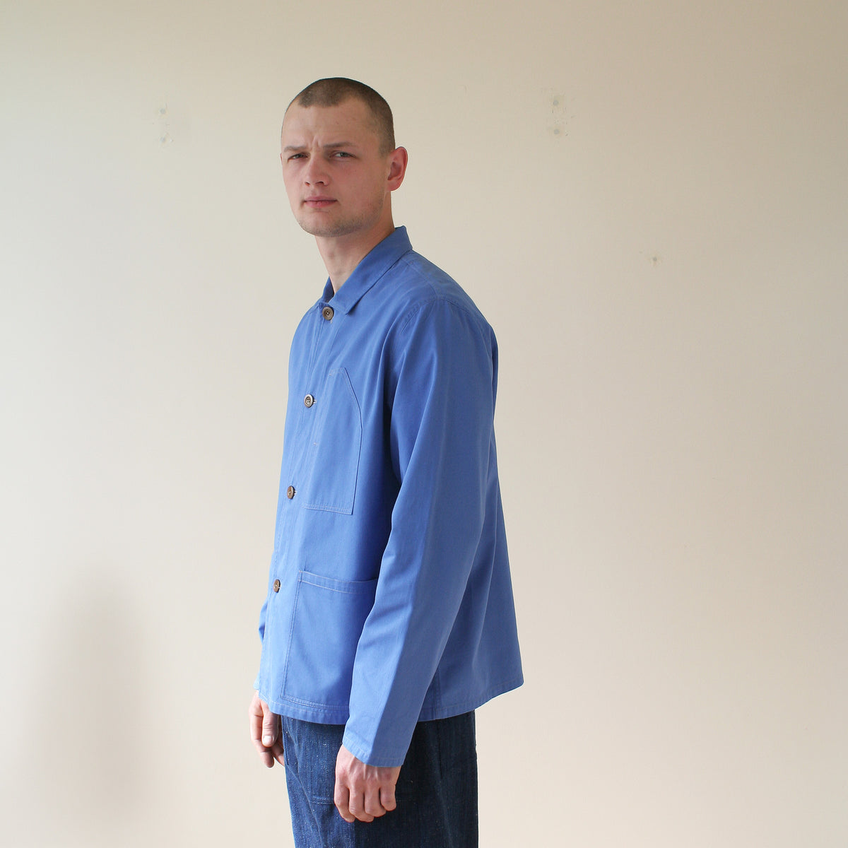Carver jacket in brushed cotton twill -sky blue twill
