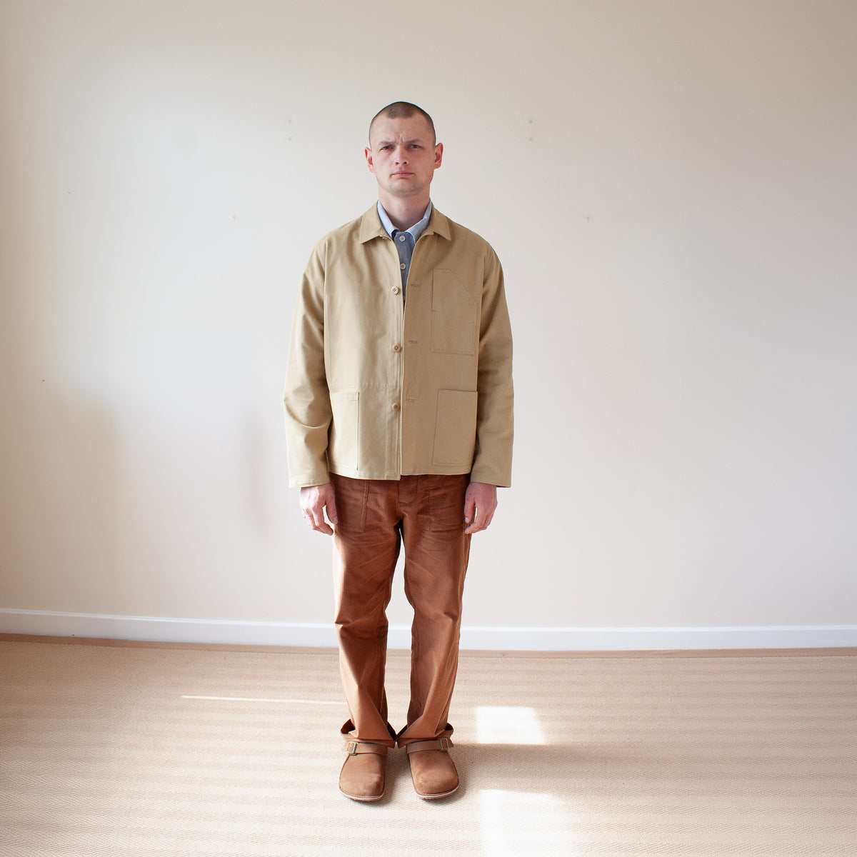 Carver jacket in brushed cotton twill -tan