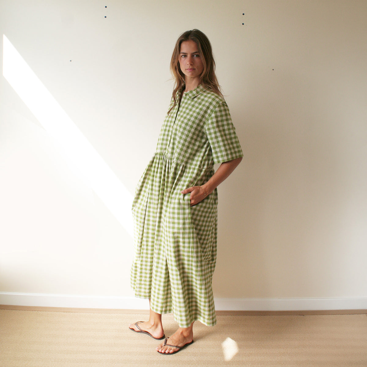 Short Sleeved Field Dress in cotton/linen