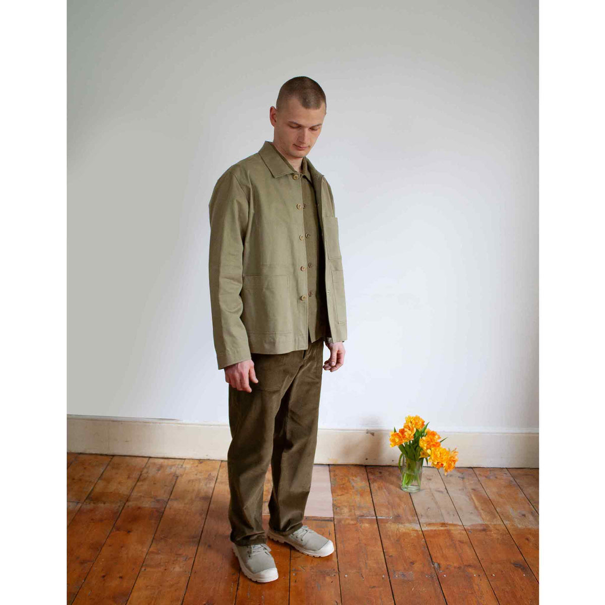 Chore trousers olive cotton corduroy