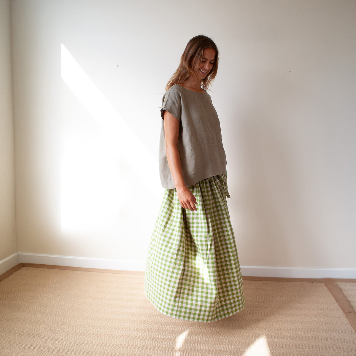 Summer skirt green gingham