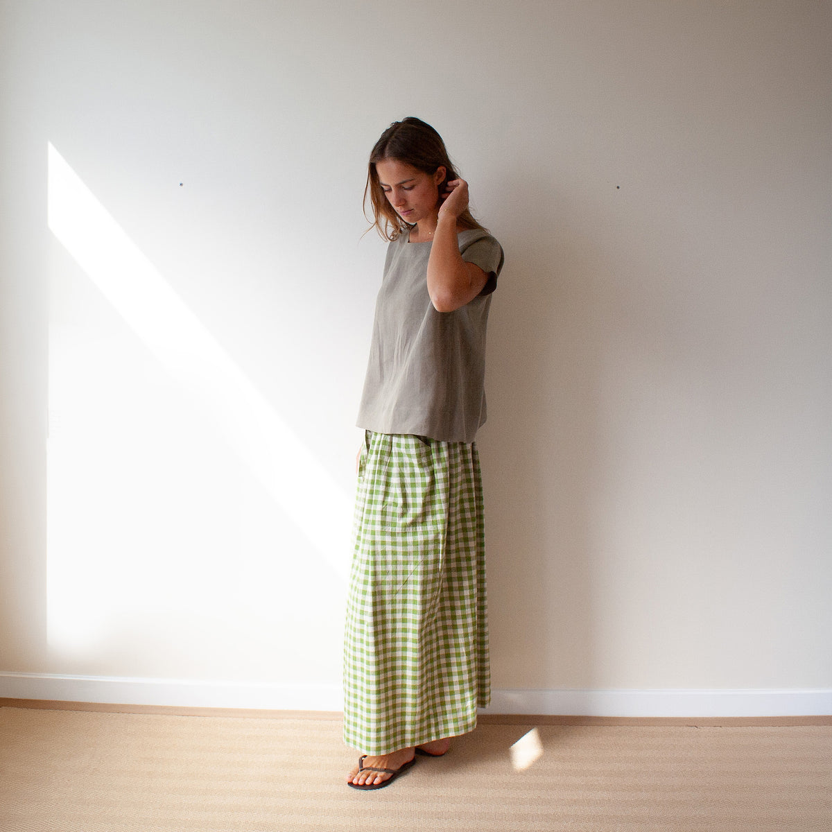 Summer skirt green gingham