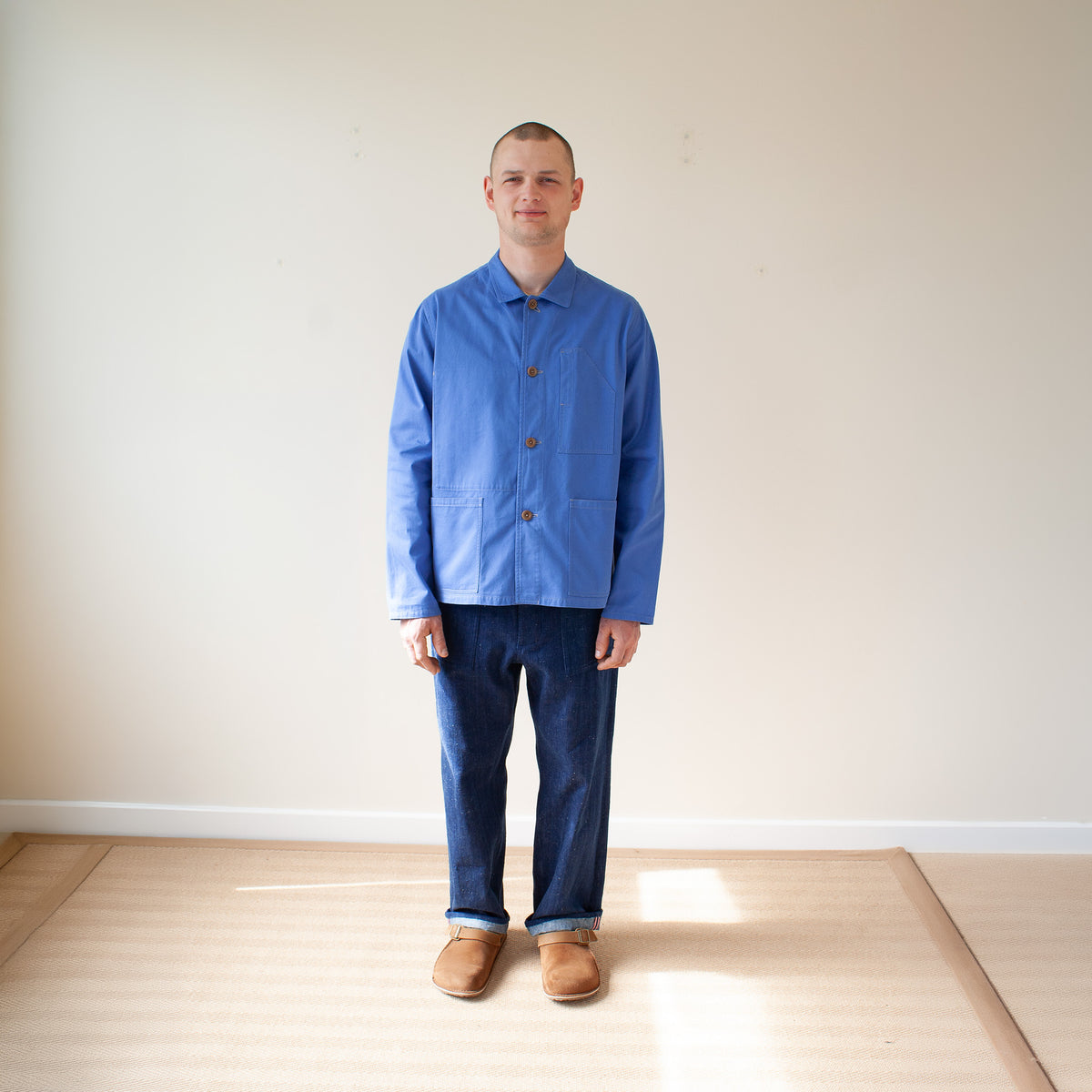 Carver jacket in brushed cotton twill -sky blue twill
