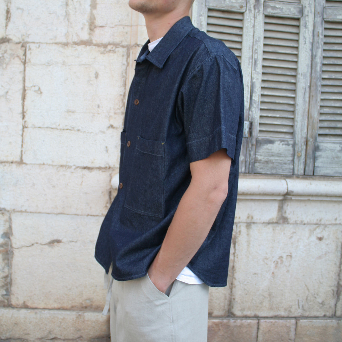 Short sleeved shirt 03 Indigo denim