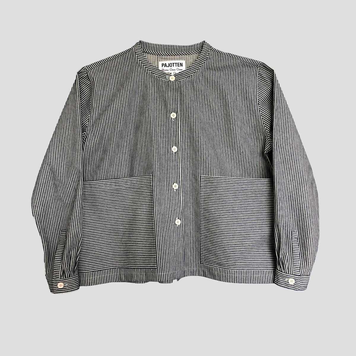 Pocketed overshirt in huckleberry stripe