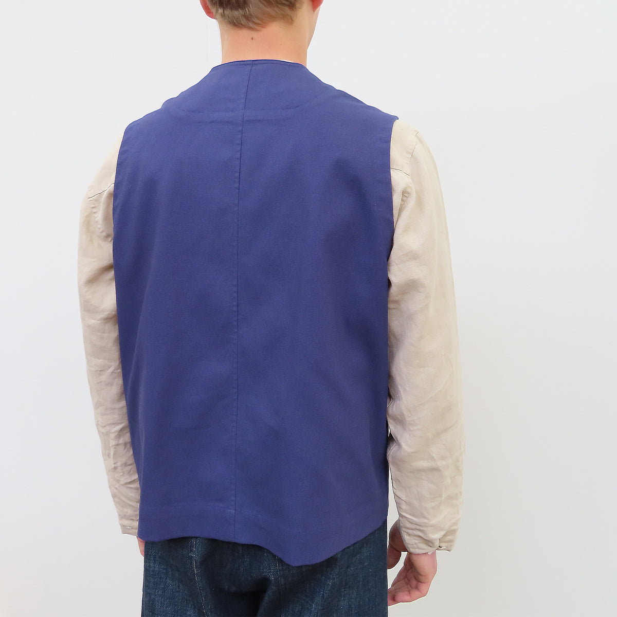 Waistcoat UK woven cotton canvas - Indigo