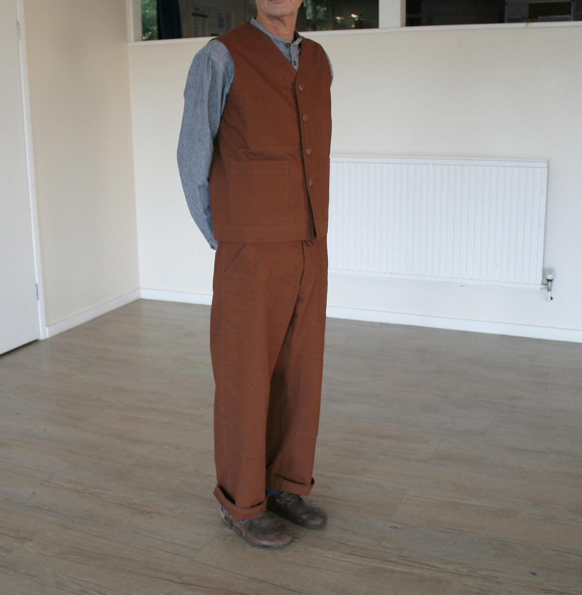 Waistcoat UK woven cotton canvas - Rust