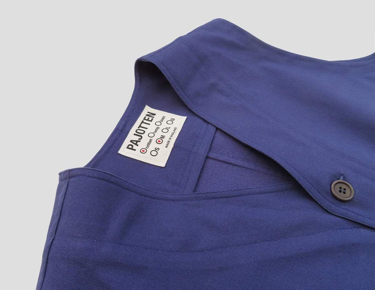 Waistcoat UK woven cotton canvas - Indigo