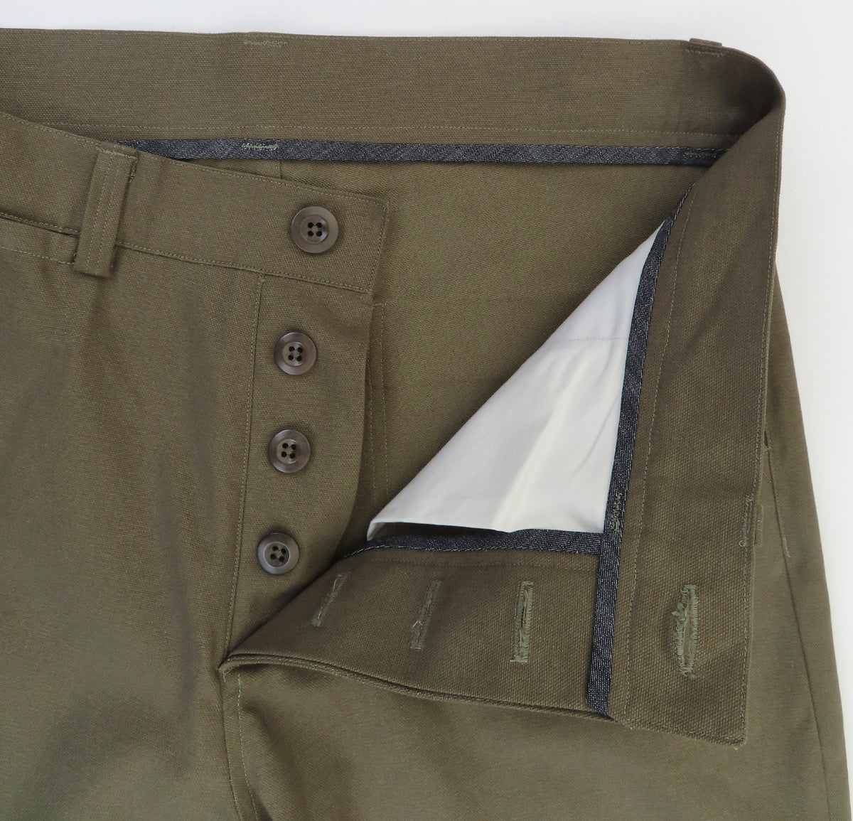 straight trousers in sage cotton canvas