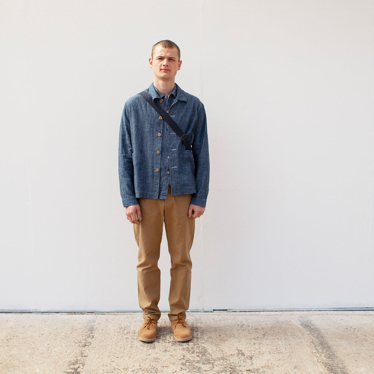 Straight trousers in tan cotton canvas