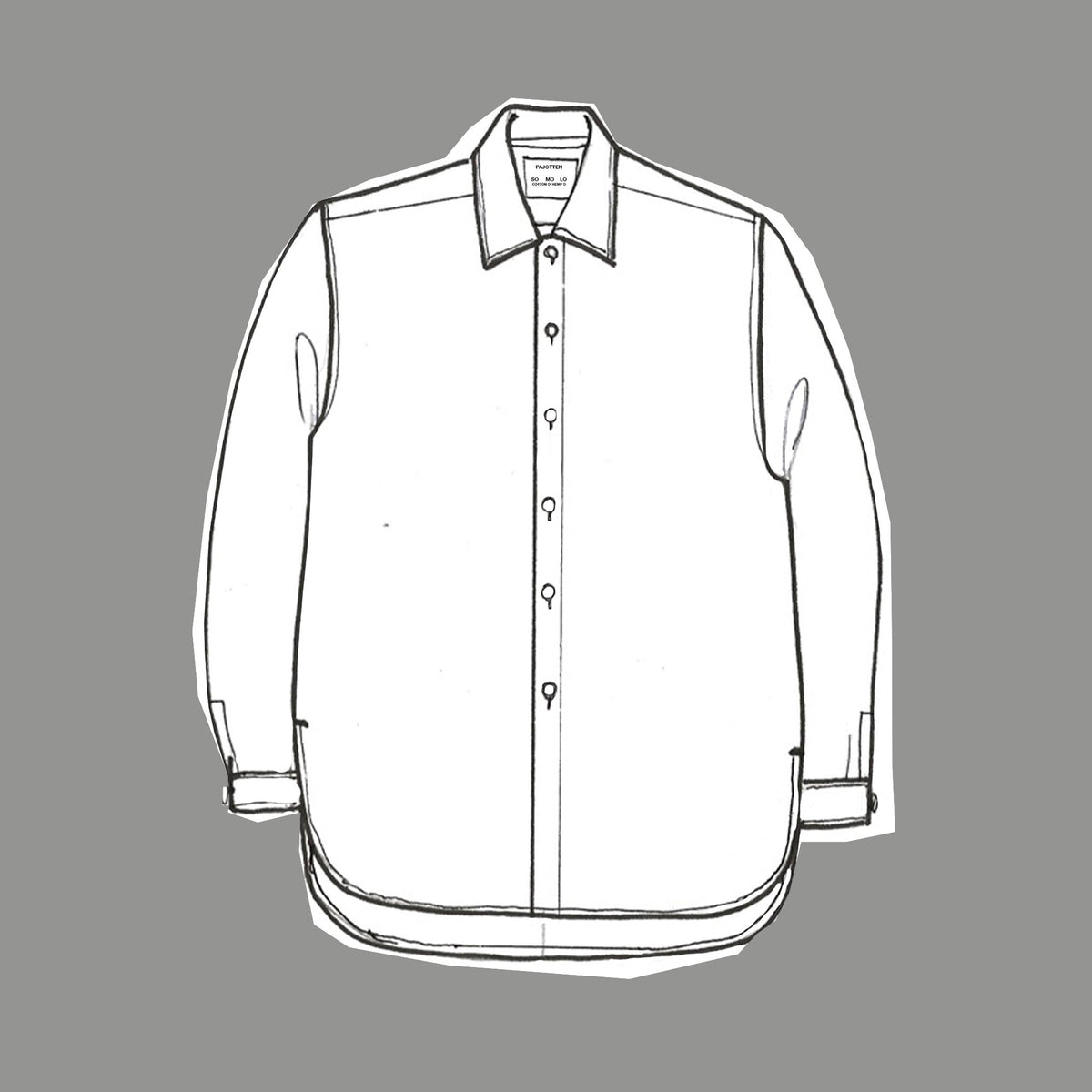A long-sleeved, button-up shirt with a collar and chest pocket.
