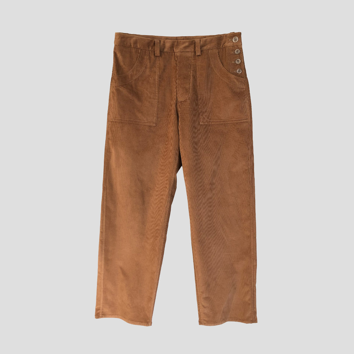 Side button trousers in medium cord