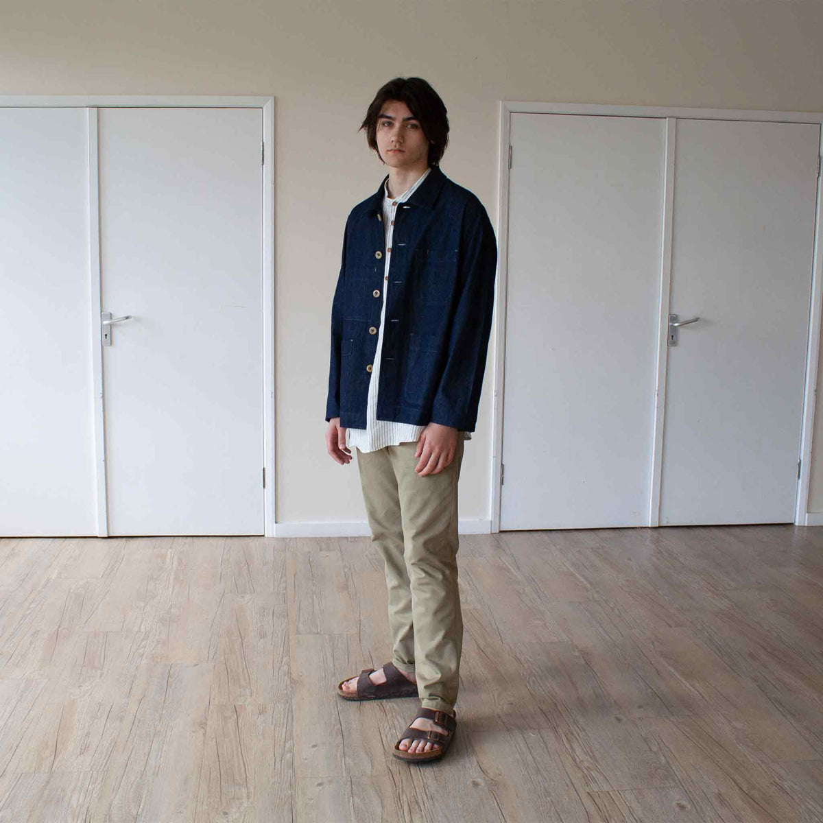 Traditional chore jacket in a cotton denim - Indigo