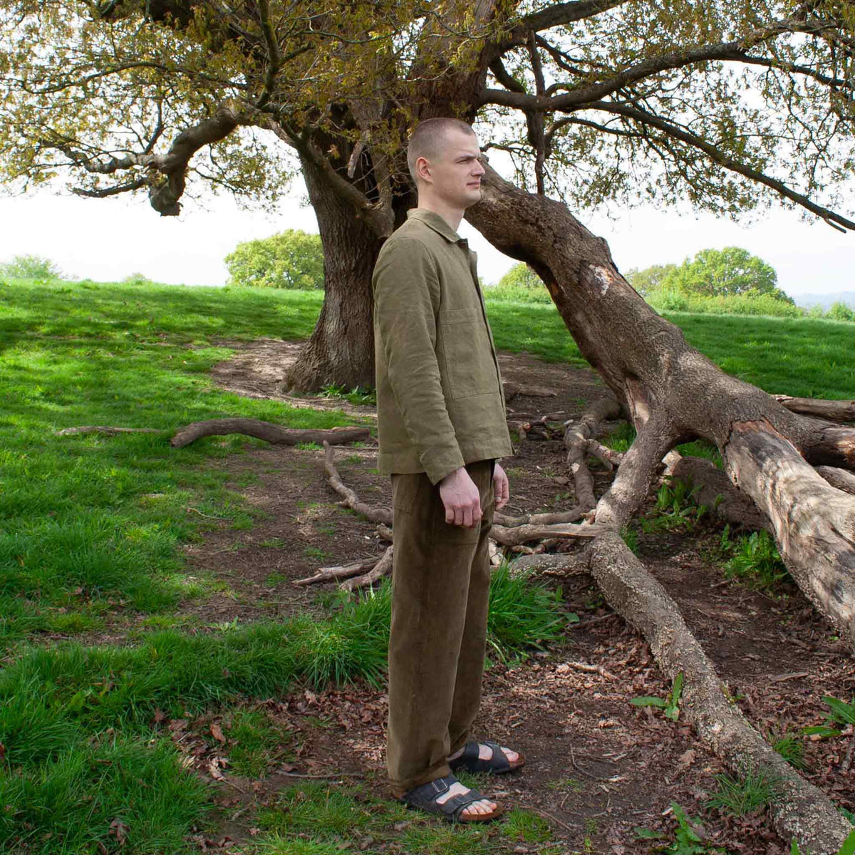 The side button trouser Olive cord