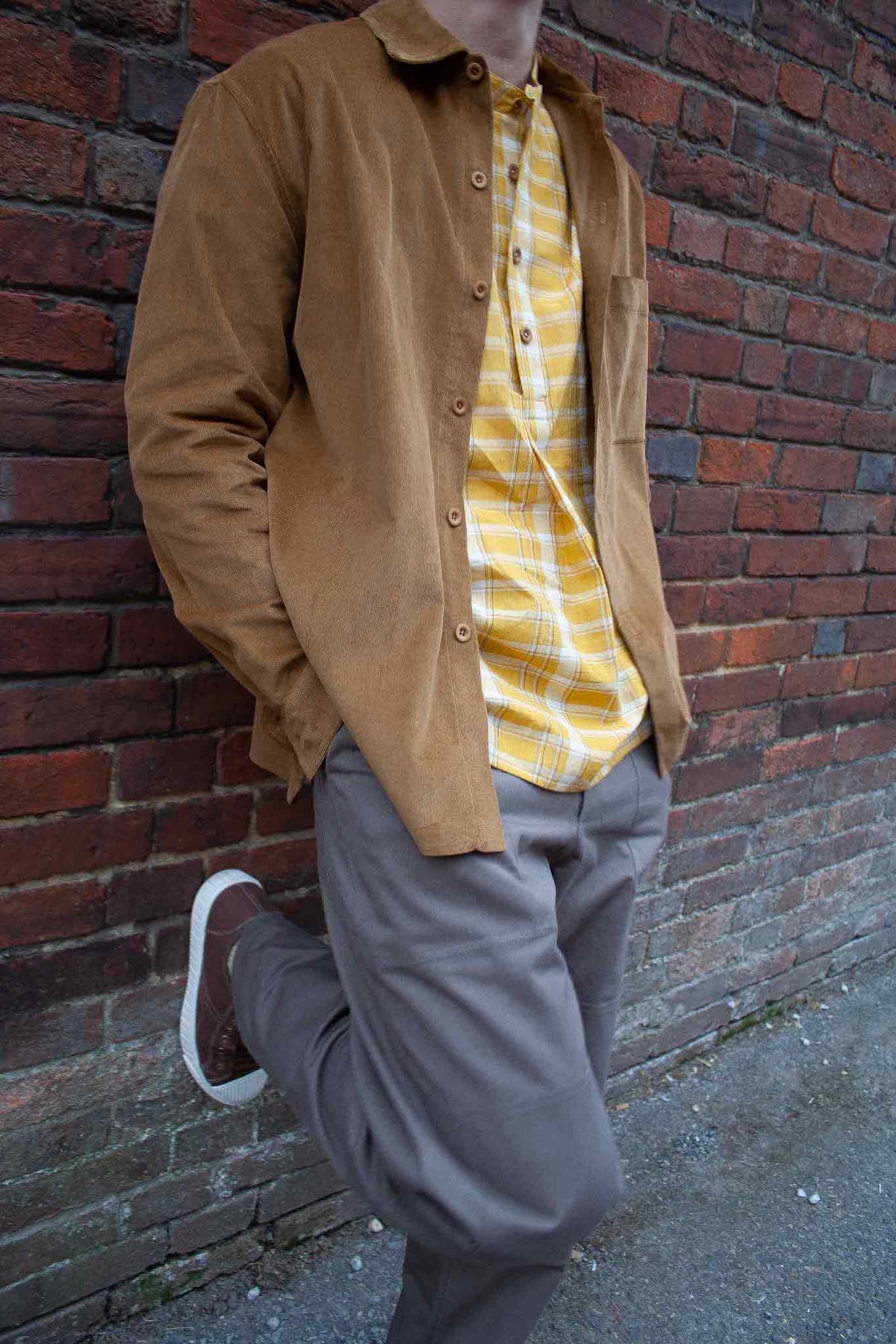 Workers shirt - cotton cord - cinnamon