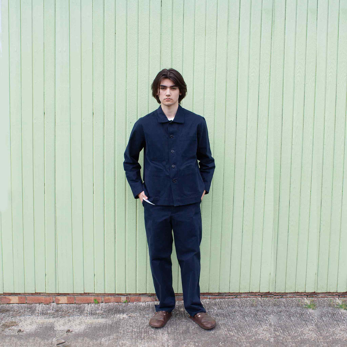 The everyday trouser brushed cotton twill  Navy
