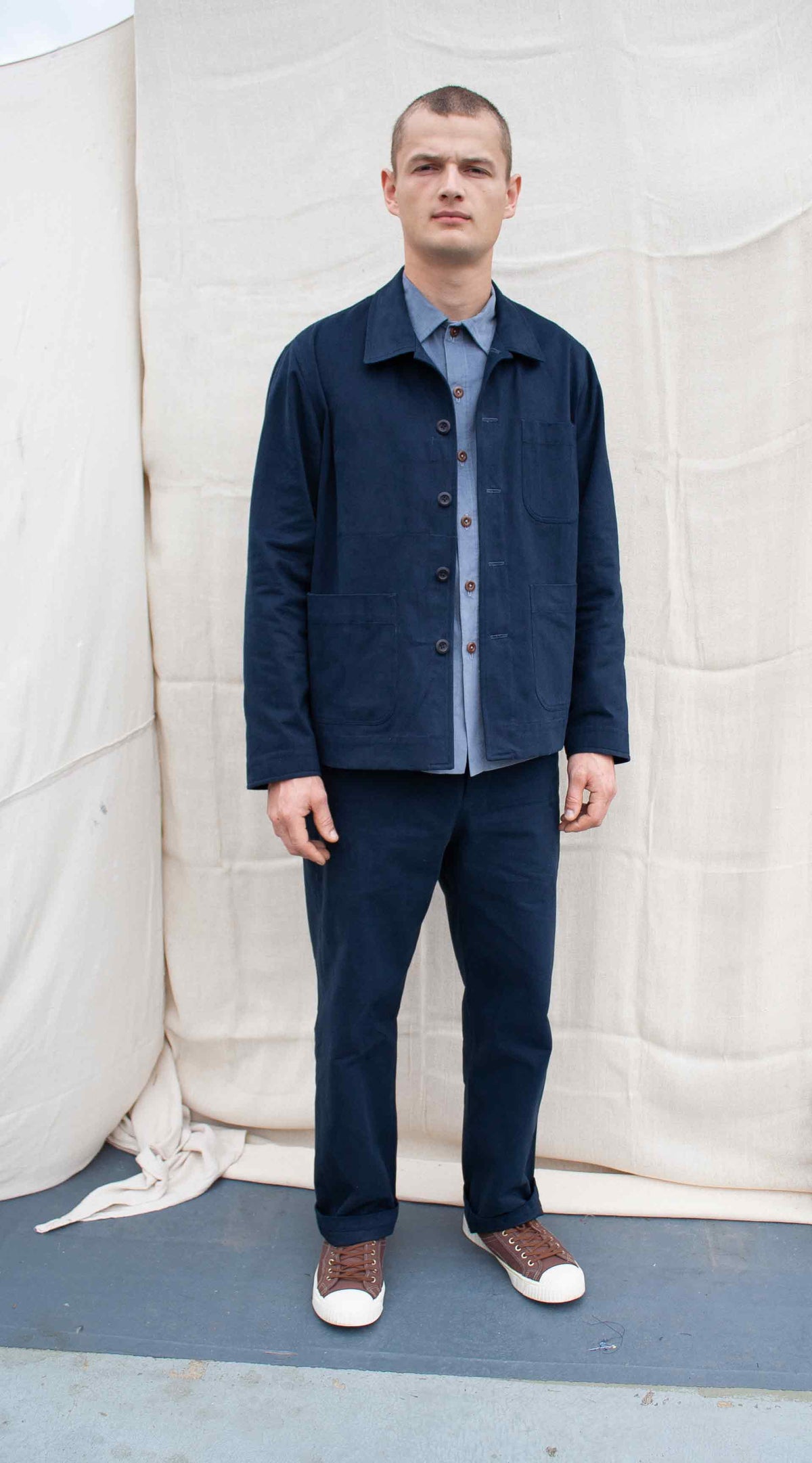 The everyday trouser brushed cotton twill  Navy