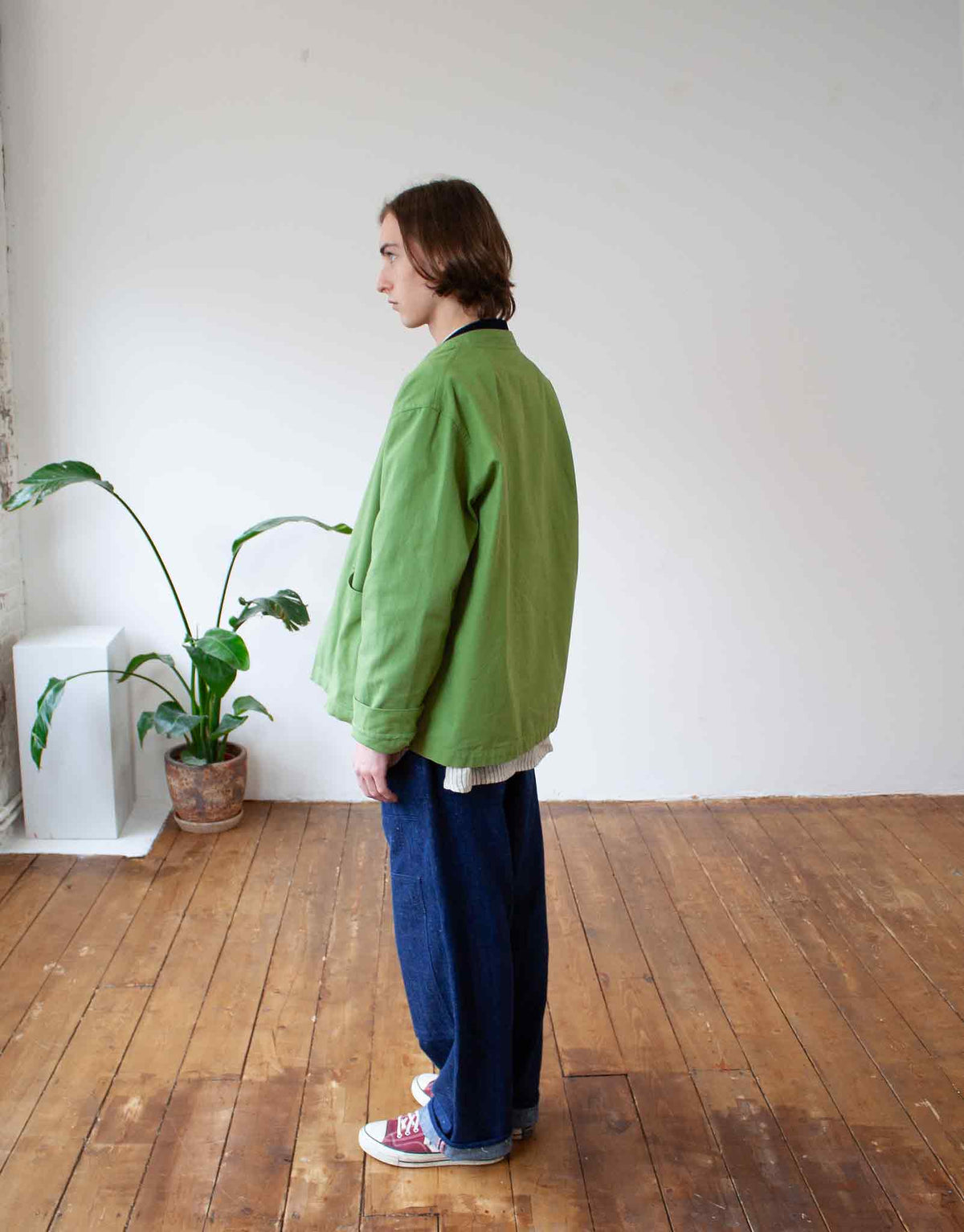 Bruton jacket brushed green canvas