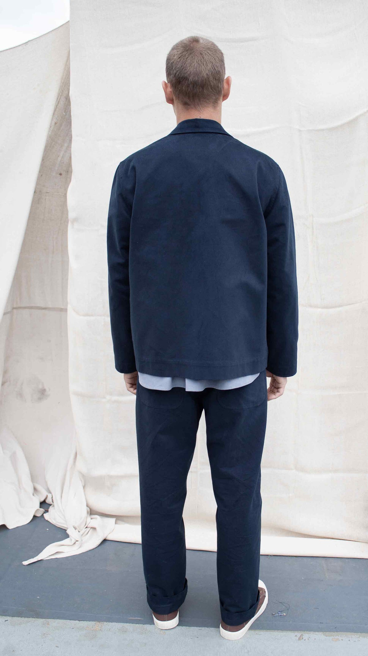Traditional chore jacket in brushed cotton twill -utility navy