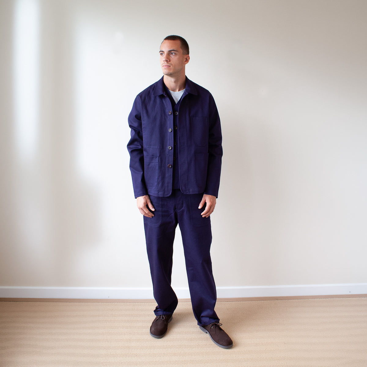 Maker's jacket in deep indigo cotton drill