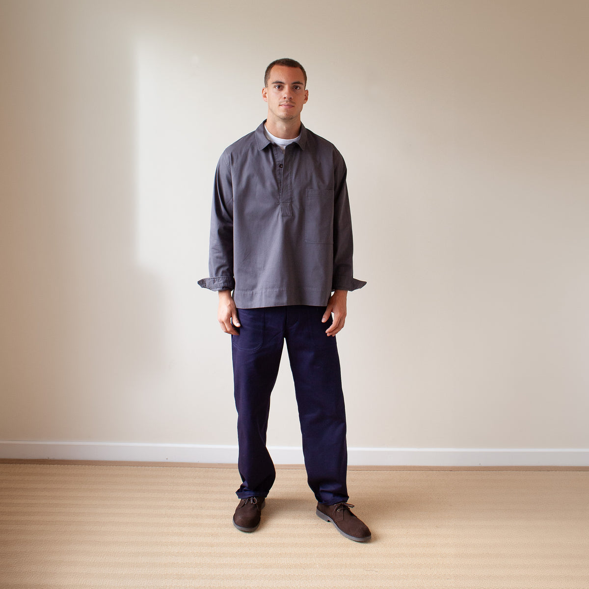 Overshirt - slate fine cotton twill