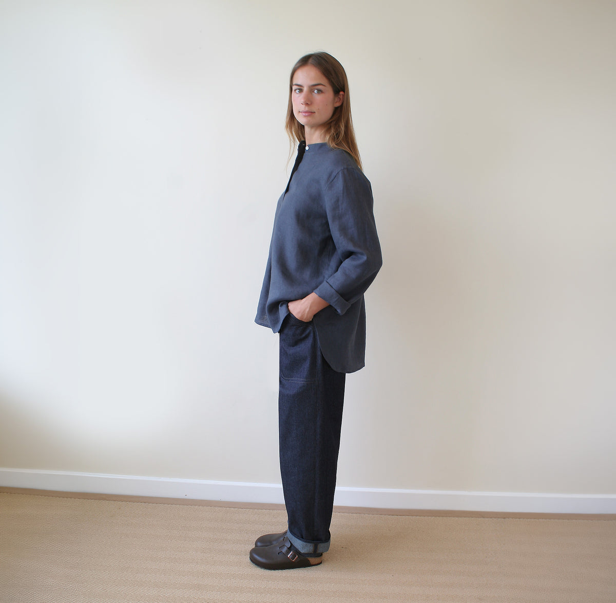 Meadow shirt slate linen