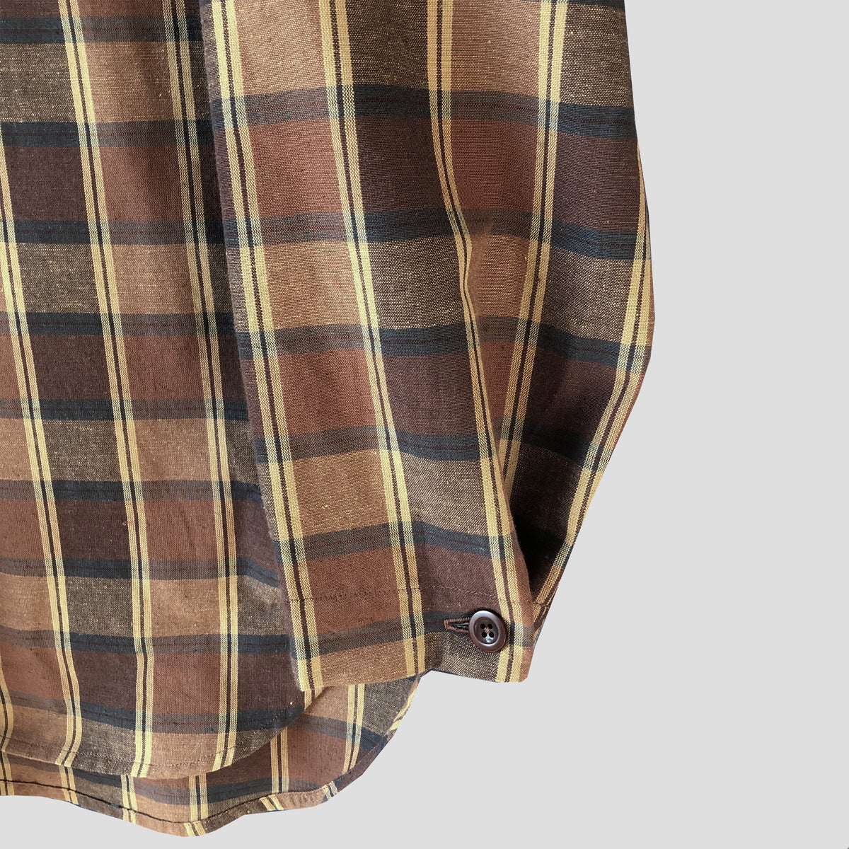 Yard shirt brown check cotton/linen