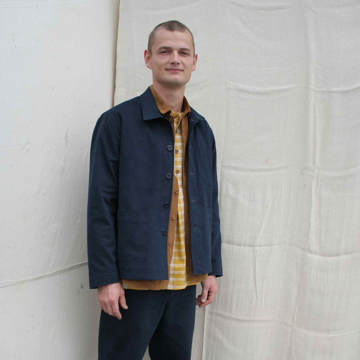 Traditional chore jacket in brushed cotton twill -utility navy
