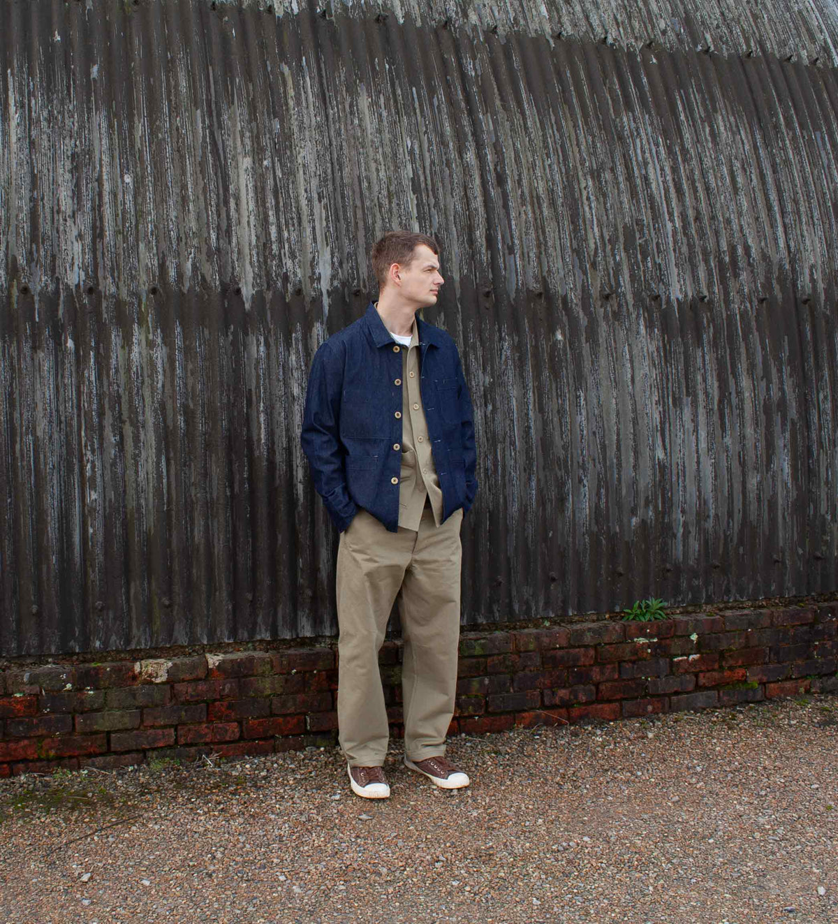 Traditional chore jacket in a cotton denim - Indigo