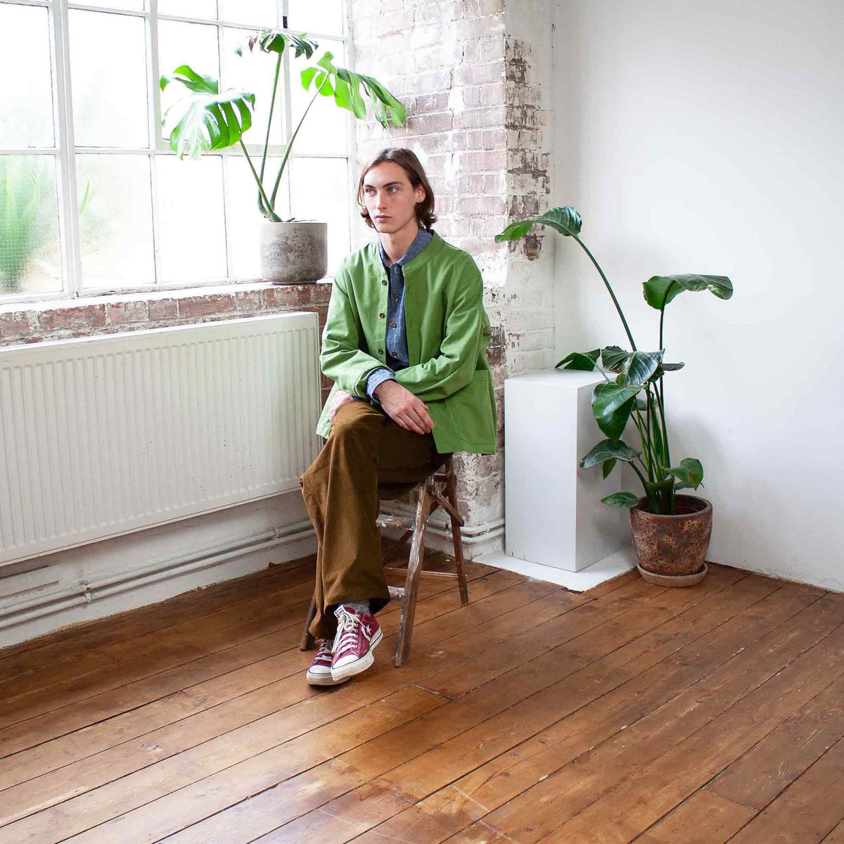 Bruton jacket brushed green canvas