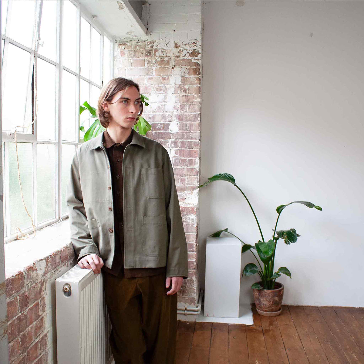 Traditional chore jacket Olive twill
