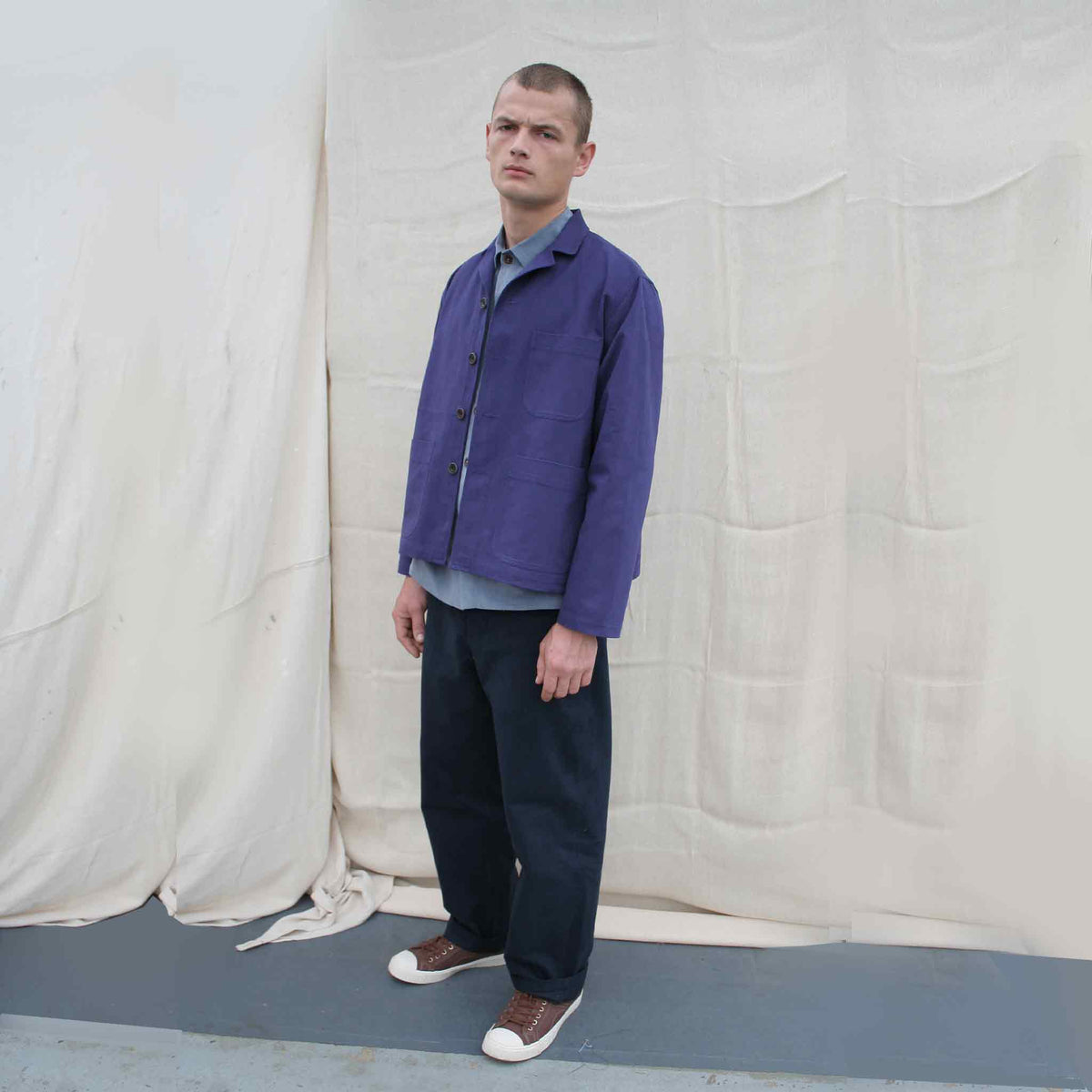 The everyday trouser brushed cotton twill  Navy