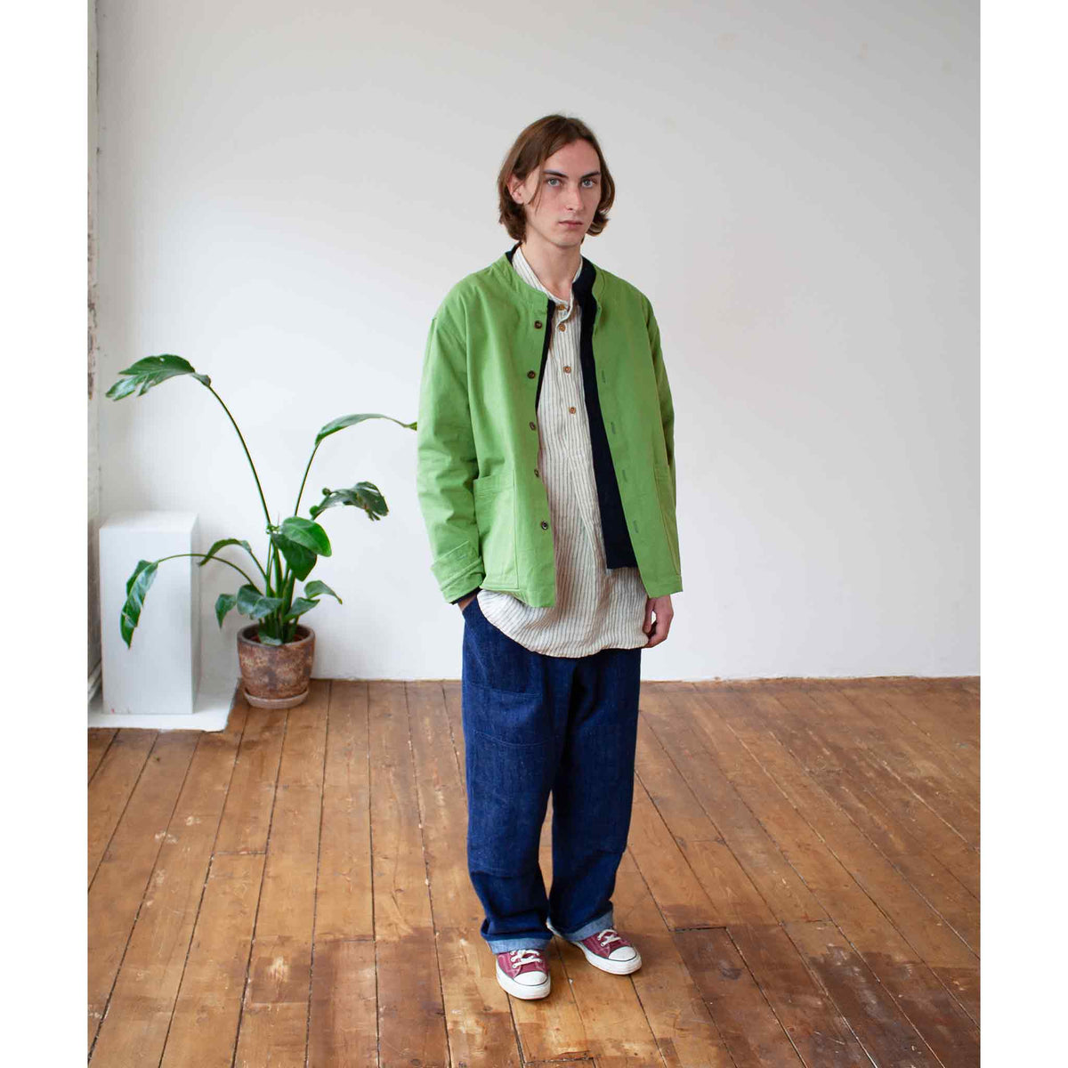 Bruton jacket brushed green canvas