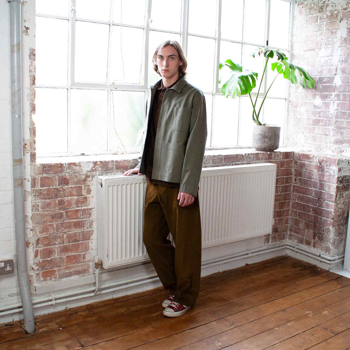 Traditional chore jacket Olive twill