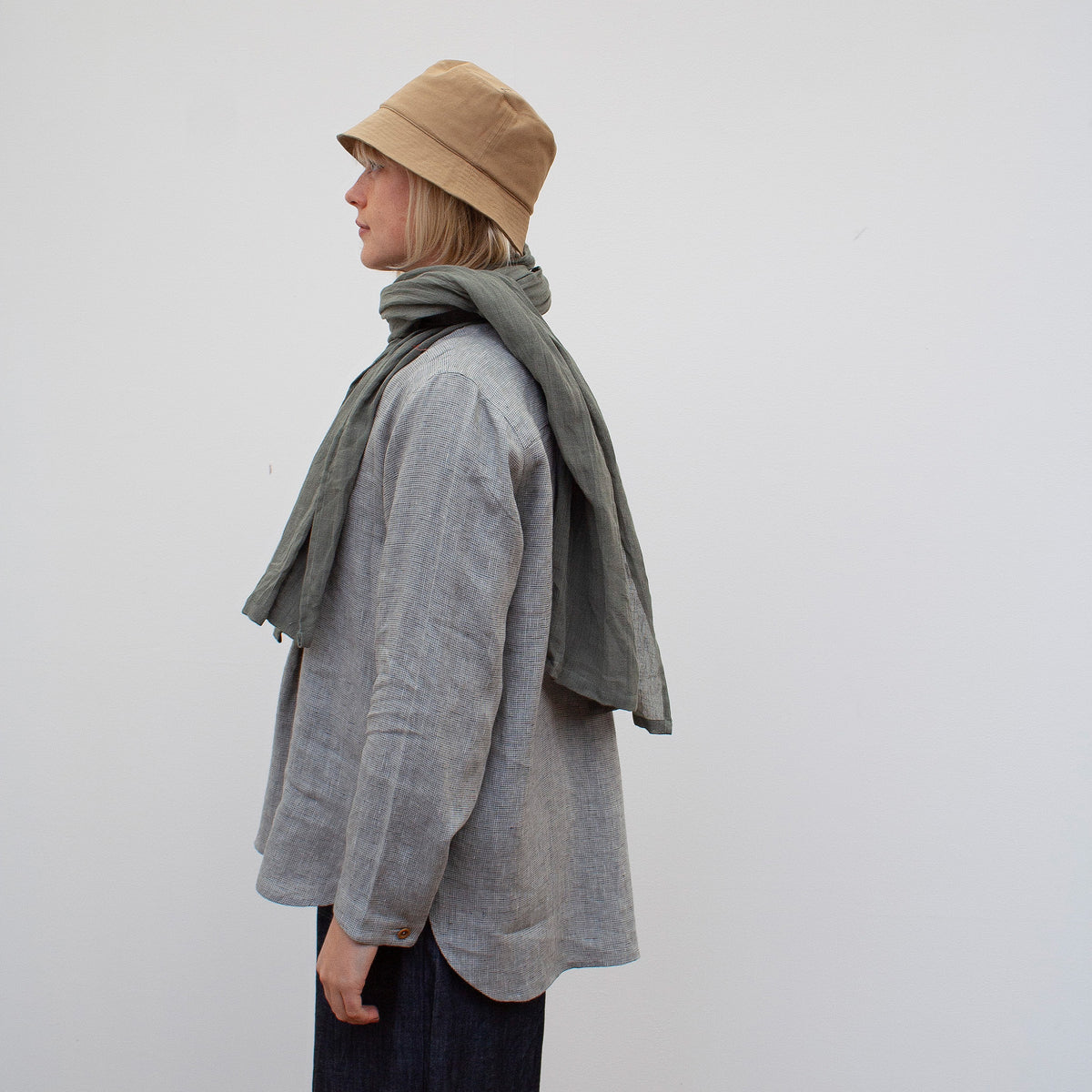 Bucket Hat cotton canvas tan and sage