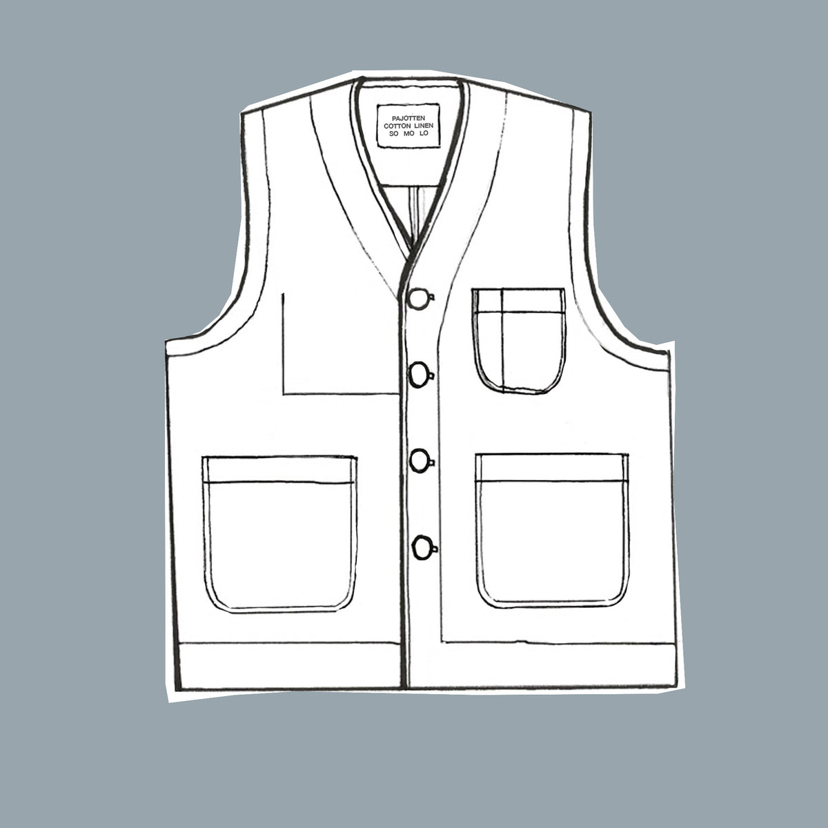 Waistcoat UK woven cotton twill - deep indigo