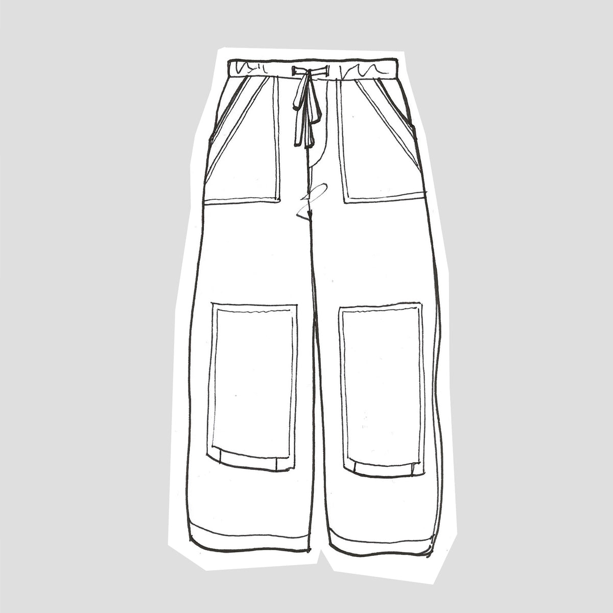 Drawstring chore trousers indigo cotton canvas