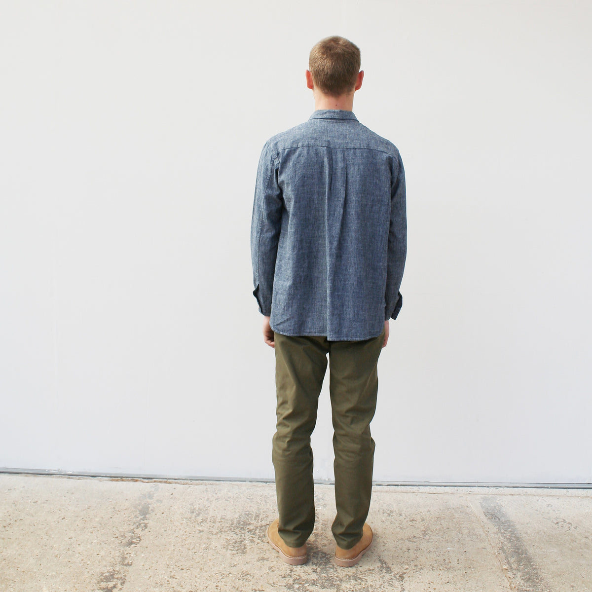 straight trousers in sage cotton canvas