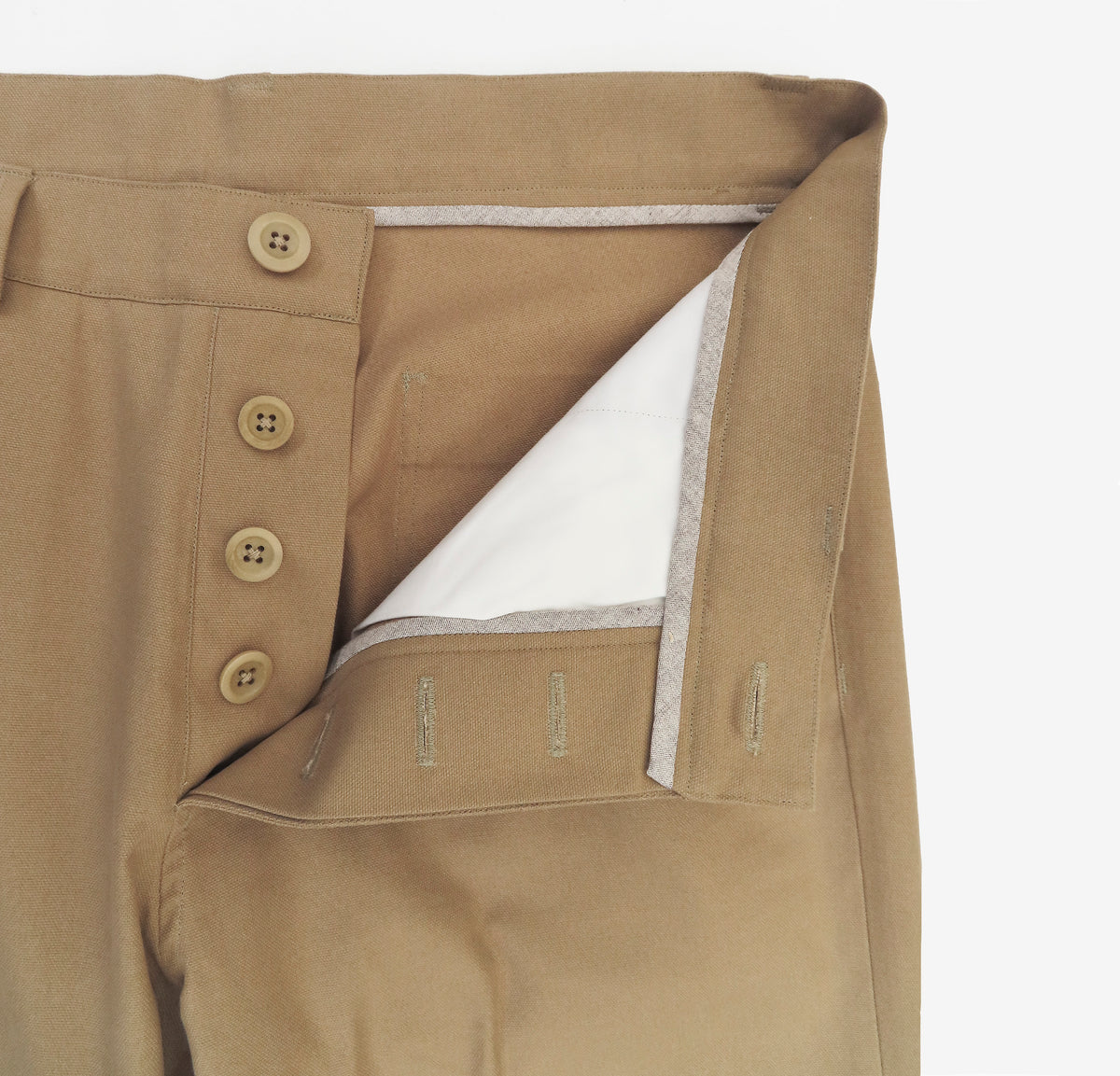 Straight trousers in tan cotton canvas