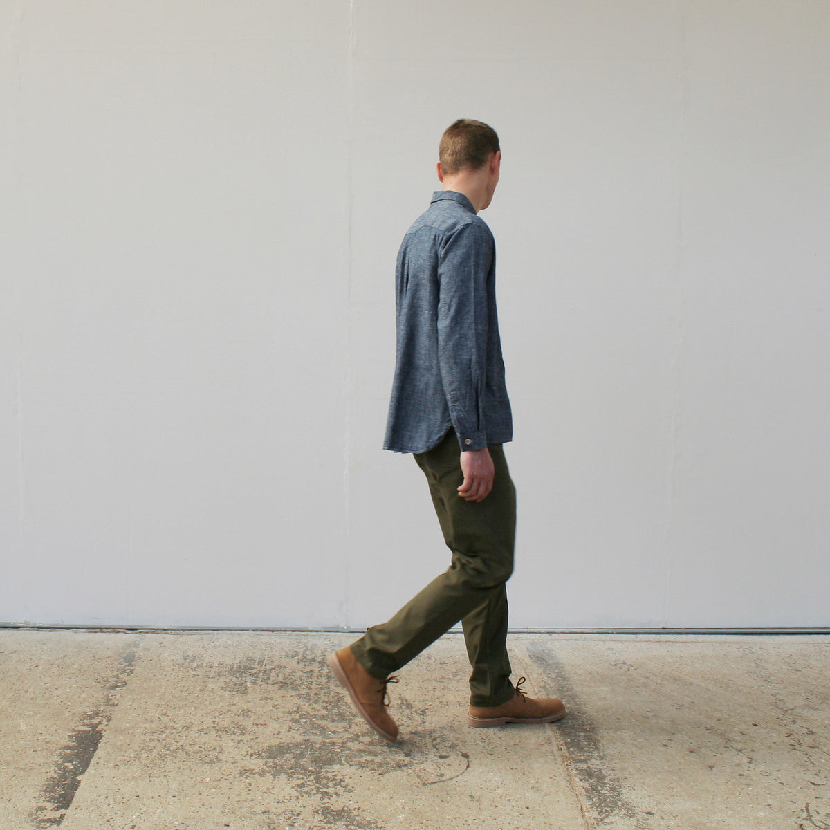straight trousers in sage cotton canvas